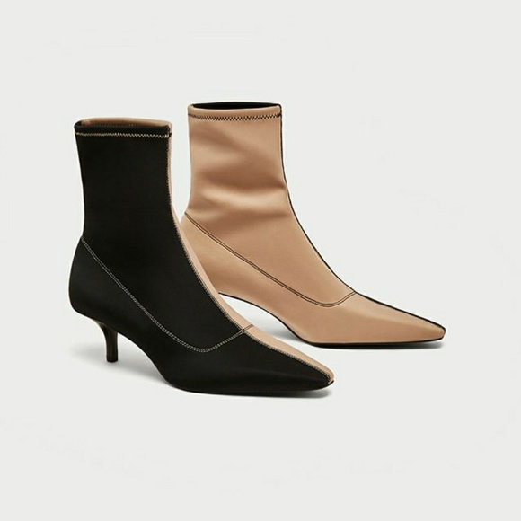Zara Shoes - Zara Two Tone Heel Ankle Boots 6
